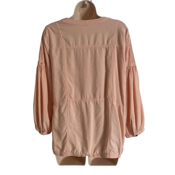 Sundance Women's Boho Peasant Blouse Medium Pink Pleated 100% Rayon Long Sleeve - Picture 6 of 8